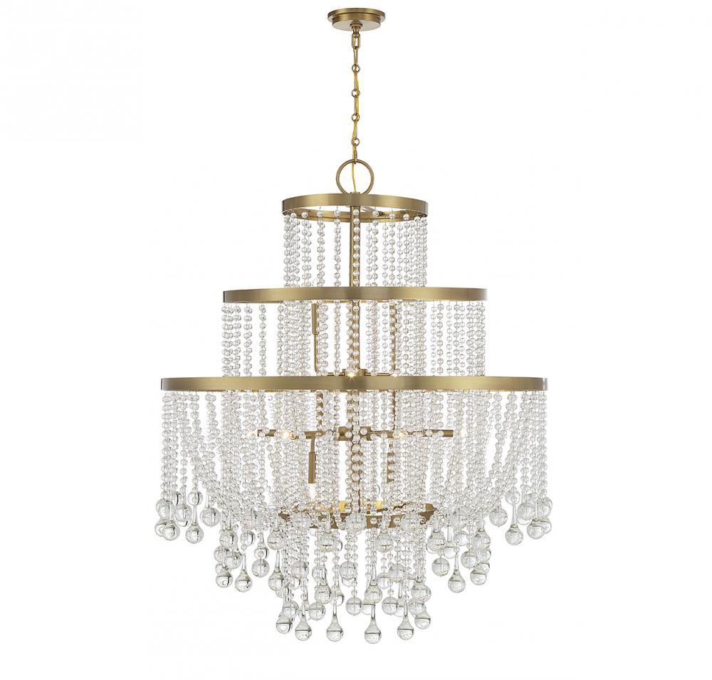 Luna 15-Light Chandelier in Warm Brass