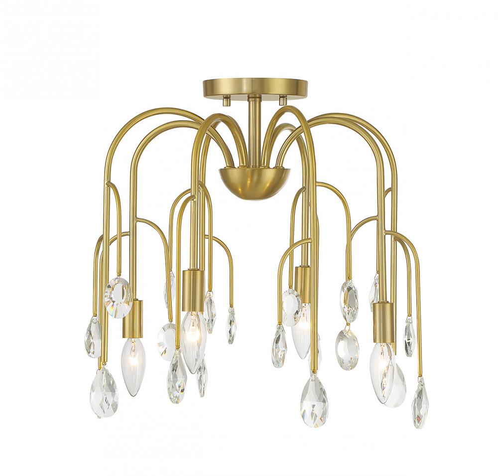 Anholt 4-Light Convertible Semi-Flush or Pendant in Noble Brass