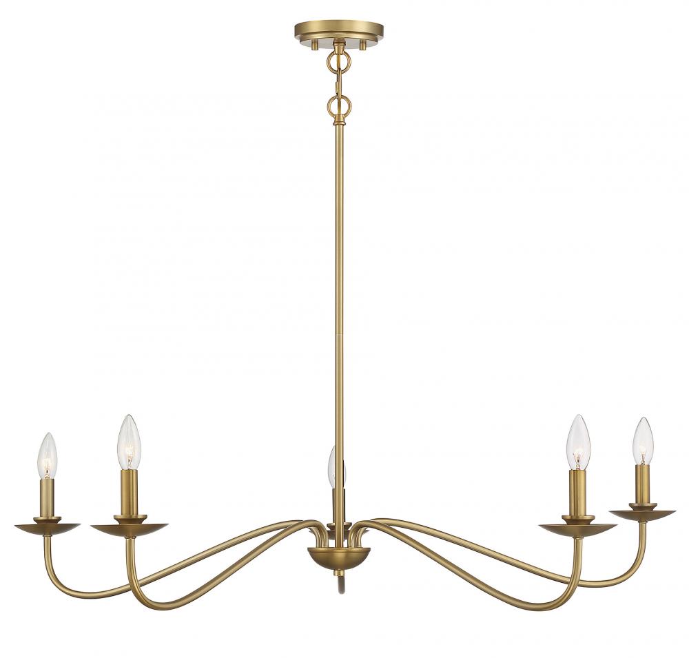 5-light Chandelier In Natural Brass