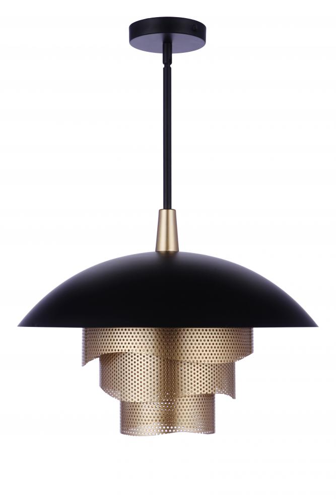 19Ã¢â‚¬Â Diameter Sculptural Statement Dome Pendant with Perforated Metal Shades in Flat Black/Matt