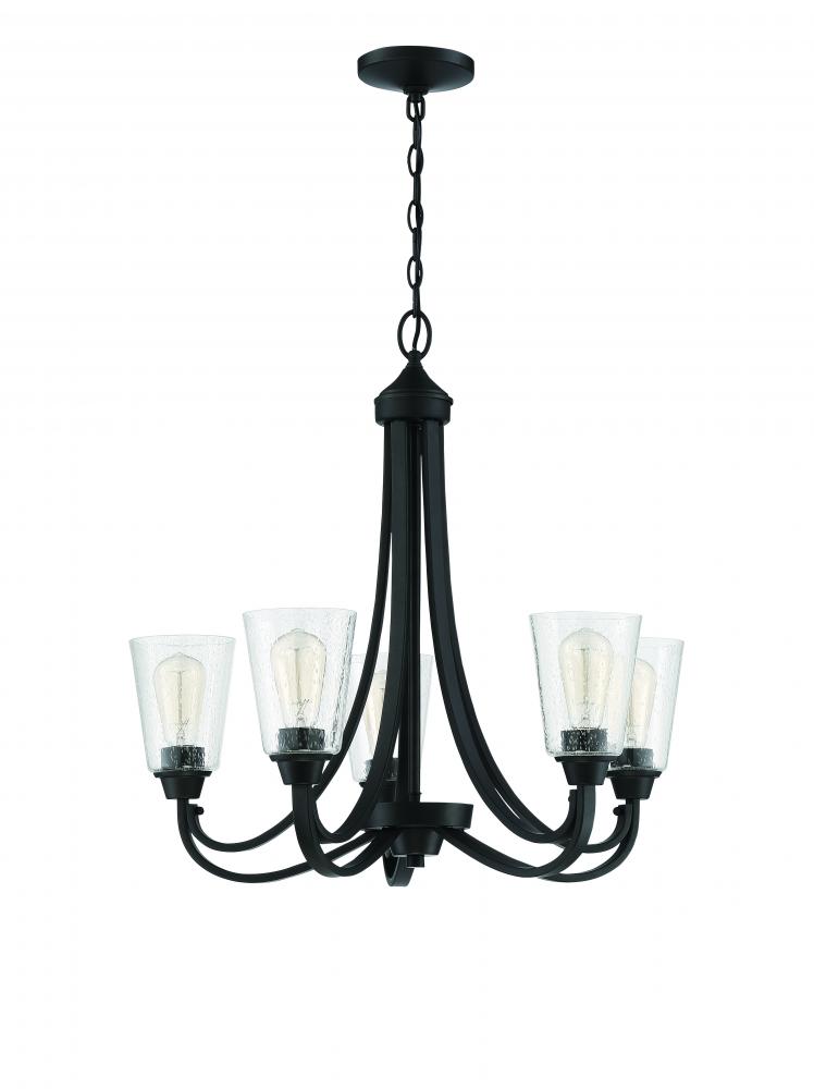 Grace 5 Light Chandelier in Espresso (Clear Seeded Glass)