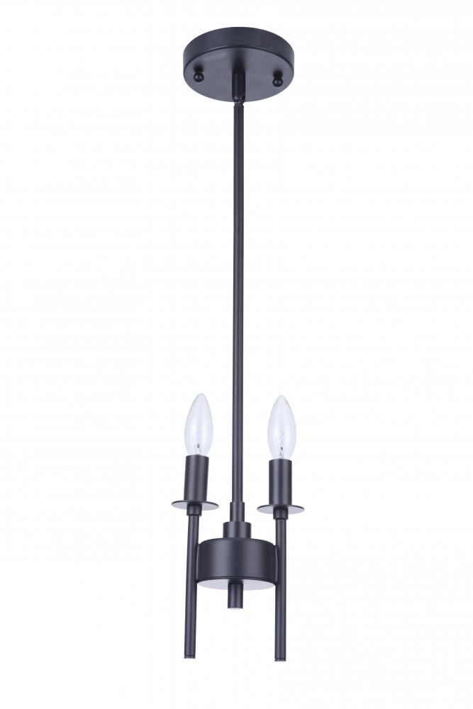 Larrson 2 Light Mini Pendant in Flat Black