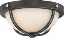 Nuvo 60/6126 - Sherwood - 2 Light 15" Flush Fixture with Satin White Glass - Iron Black Finish with Brushed