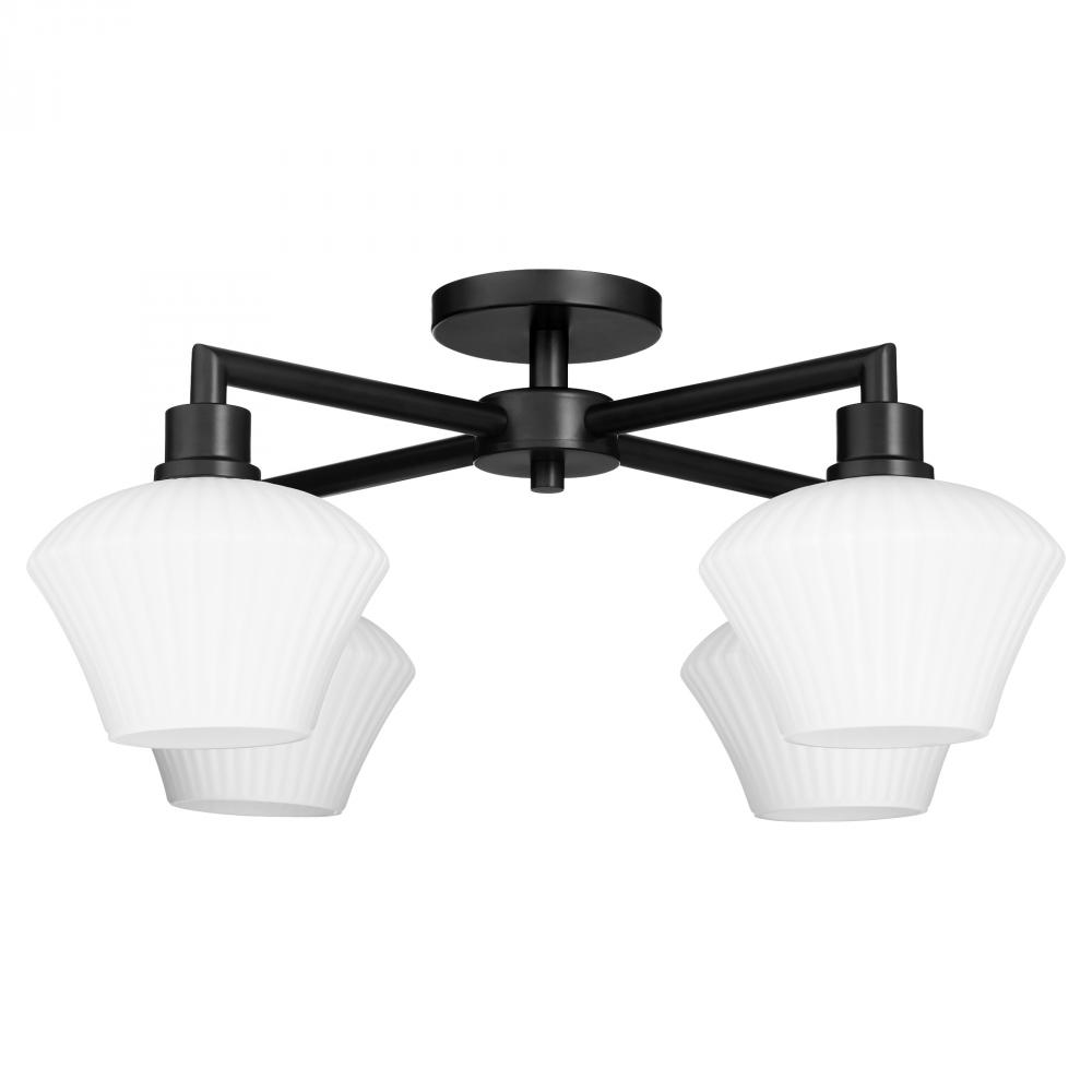 Cassini 26 inches , 4 Light Flush Mount, Matte Black